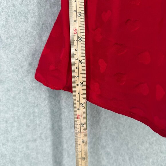 Silkscreen Womens VTG Silk Tank Top Cami Size M Red Hearts Lace Love Adjustable - Picture 10 of 11